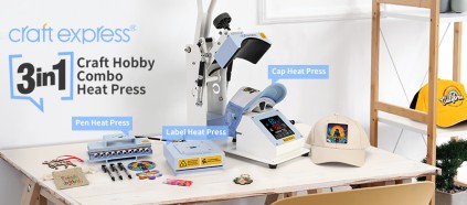 3 in 1 Craft Hobby Combo Heat Press for Caps, T-shirt Labels, Pens & Small-sized Items
