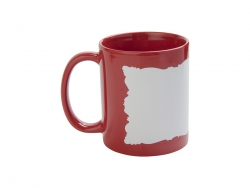 Taza Color Total con Recuadro Mariposa Blanco 11oz (Rojo)