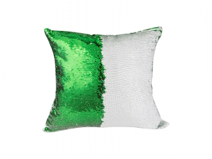 Sublimation Flip Sequin Pillow Cover (White w/ Green)