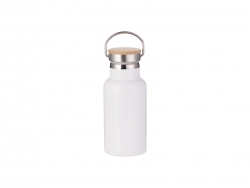 Sublimation 350ml/12oz Portable Bamboo Lid Stainless Steel Bottle (White)