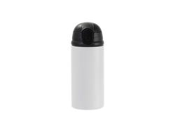 Botellas de agua para niños Infantil Acero Inoxidable 12oz/360ml con Tapa Negra y Pajita de Silicona Recubrimiento en Polvo (Blanco, Recubrimiento Mate Sublimación)Cantidad mínima:500pcs