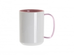 Sublimation Blanks 15oz Two-Tone Color Mug-Pink (Pink Glass Handle)