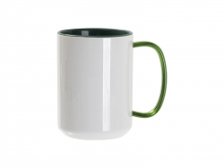 Sublimation Blanks 15oz Two-Tone Color Mug-Dark Green (Green Glass Handle)