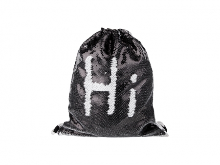 Sublimation Sequin Drawstring Backpack (Black/White, 36*45cm)