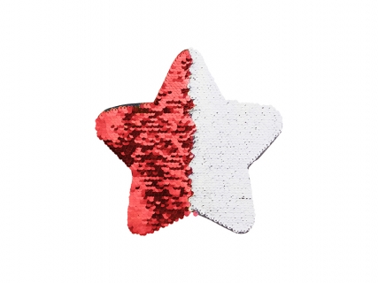 Sublimation Flip Sequins Adhesive Black Base (Star, Red W/ White) (18*18cm)