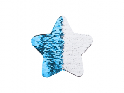 Sublimation Flip Sequins Adhesive Black Base (Star, Light Blue W/ White) (18*18cm)