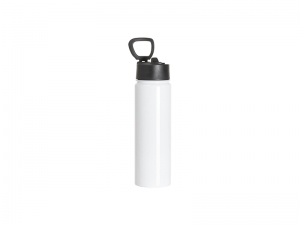Sublimation 30oz/900ml Stainless Steel Water Bottle w/ Black Straw Lid(White, Single Wall)