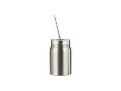17OZ/500ml Inox Mason Tumbler com Straw(Prateado)