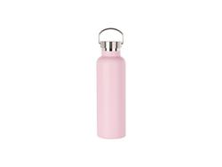 Botella Acero Inoxidable 750ml/25oz Recubierto en Polvo con Tapa Bambú Fácil de Llevar   (Rosa)