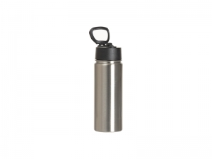 Sublimation 27oz/800ml Stainless Steel Water Bottle w/ Black Straw Lid(Silver, Single Wall)