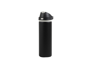 25oz/750ml Powder Coated Stainless Steel Bottle w/ Pop Lid (Black)