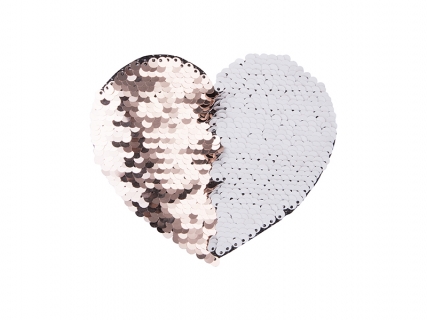 Sublimation Flip Sequins Adhesive (Heart, Champagne w/ White)
