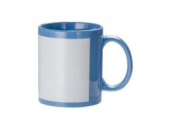 Taza Color Total con Recuadro Rectangular Blanco 11oz (Azul Claro)