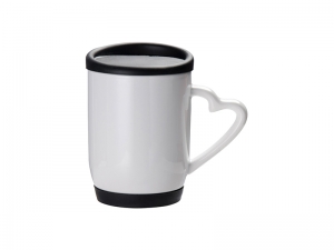 Sublimation 12oz/360ml Ceramic Mug w/ Silicon Lid and Base (Black)