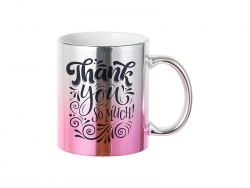 Sublimation Blanks 11oz Gradient Pink/Silver Plated Ceramic Mug