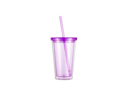 Copo Plástico Dupla Capa 24oz/700ml com Tampa e Canudo (Roxo Claro)