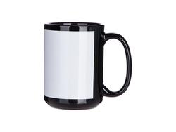 Caneca Preta 15oz com parche branco