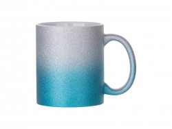 Sublimation 11oz/330ml Gradient Bottom Glitter Mug (Silver+Light Blue)