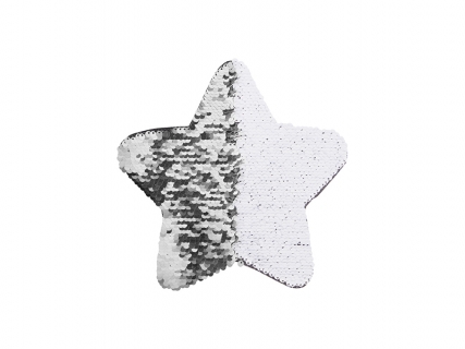 Sublimation Flip Sequins Adhesive Black Base (Star, Silver W/ White) (18*18cm)