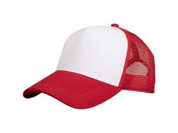 Gorra de camionero de malla de sublimación (rojo y blanco)