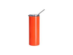 20oz/600ml Tumbler de acero inoxidable fluorescente con pajita y tapa (Naranja)