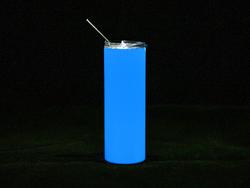 Garrafa Inox 20oz/600ml com Tampa e Canudo (Brilha na escuridão, Branco a Azul)
