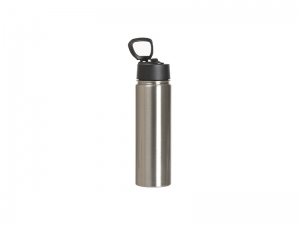 Sublimation 30oz/900ml Stainless Steel Water Bottle w/ Black Straw Lid(Silver, Single Wall)