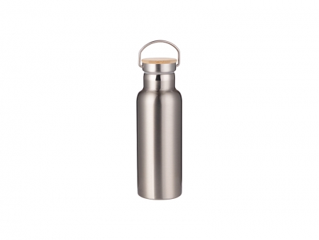 Sublimation 500ml/17oz Portable Bamboo Lid Stainless Steel Bottle (Silver)