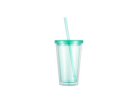 Copo Plástico Dupla Capa 24oz/700ml com Tampa e Canudo (Verde Claro)