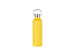 Botella Acero Inoxidable 750ml/25oz Recubierto en Polvo con Tapa Bambú Fácil de Llevar   (Amarillo)