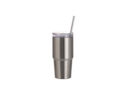 Tumbler Travel Acero Inoxidable 20oz/600ml con Tapa y Pajita (Plateado)