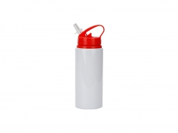 Sublimation Blanks 20oz/600ml White Aluminium Bottle w/ Red Straw Lid