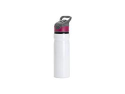 Sublimation 25oz/750ml Aluminium Water Bottle with Rose Red&amp;Gray Cap (White)