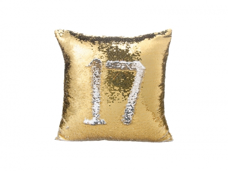 Funda Cojín Lentejuelas (Dorado y plateado)