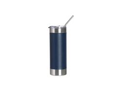 Tumbler Silicone e Inox 20oz/600ml para gravagem laser (Azul Escuro/branco)Quantidade mínima 1000uds