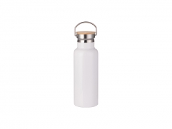 Sublimation 500ml/17oz Portable Bamboo Lid Stainless Steel Bottle (White)
