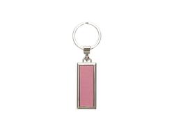 Engraving Blanks Metal Keyring  w/ Engravable Leather (Rect, Double-Sides Pink)